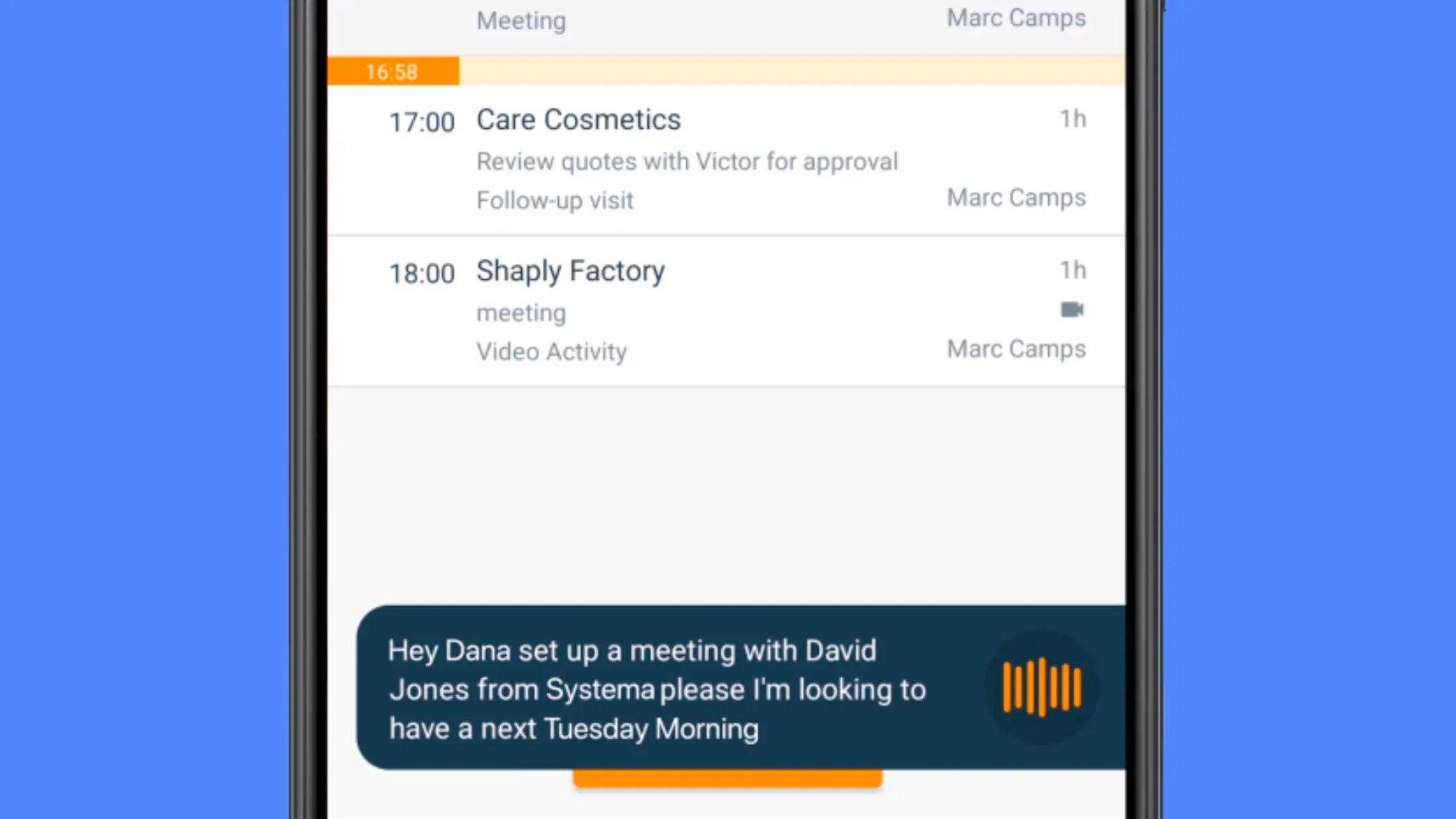 Voice Event Creation in Dana AI - Artificial Intelligence for Sales Teams Integrated into Your CRM