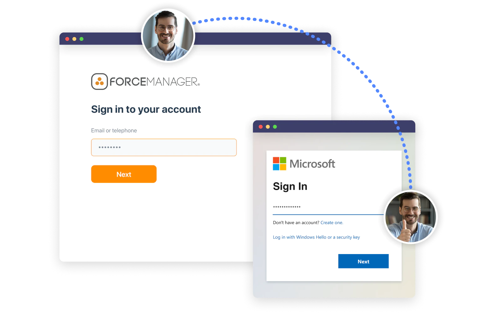 ForceManager login widget with Microsoft account
