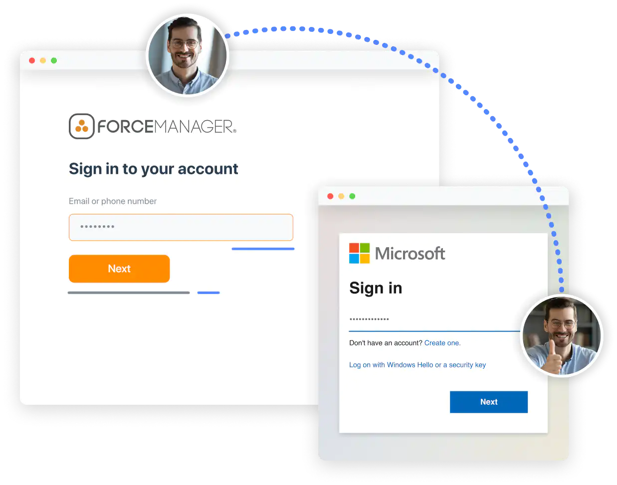 ForceManager login widget with Microsoft account. Single sign-on