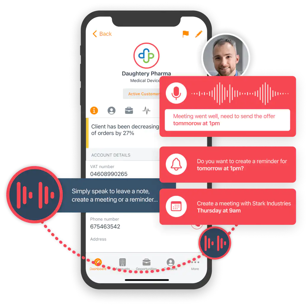 Mobile with the ForceManager commercial CRM voice assistant